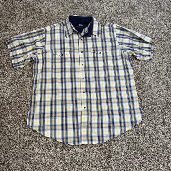 Men’s Twenty‎ Xtreme Wrangler XL Plaid Short Sleeve Shirt Pearl Snap Button Up - Picture 1 of 6